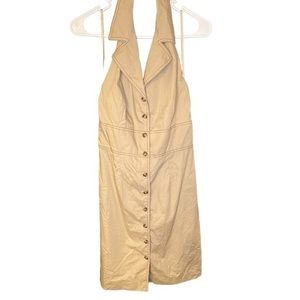 Tahari Arthur S. Levine khaki collared halter button down dress size 6